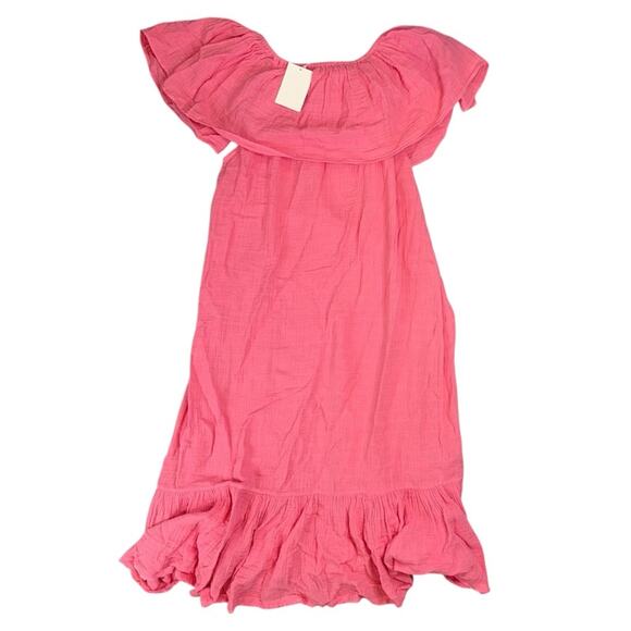 ANAAK Collection NWT Coral Pink Off the Shoulder Midi Dress Gauze Cotton Size XS - Picture 1 of 6